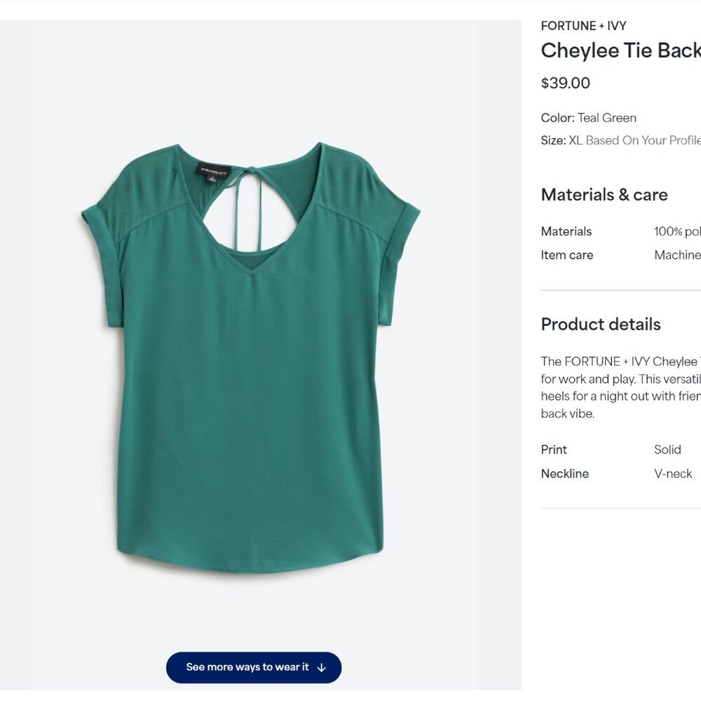 NWT Cheylee Tie Back Mixed Material Blouse